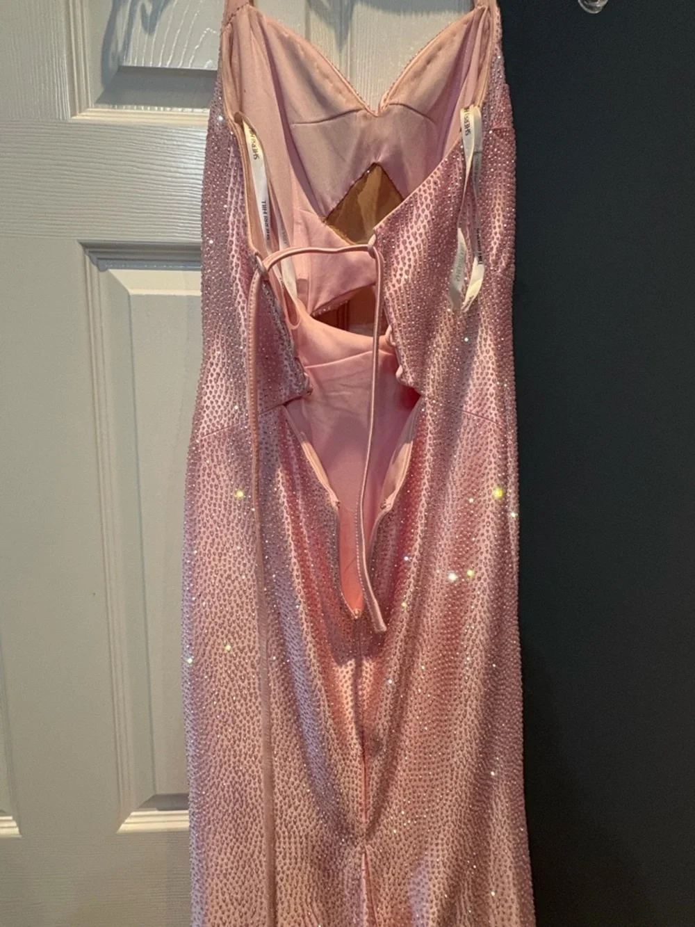 Sherri Hill Pink Sequin Cutout Prom Dress - Picture 3 of 3